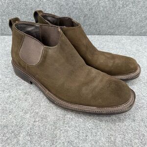 Giorgio ARMANI Brown Leather Men's Dress Chelsea Boots Ankle Casual Pull-on Sz14